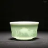 Filiżanki spodki 1pcs ceramiczny ręcznie rzeźbiony lot Lotus herbatę kreatywne biuro filiżanki codzienne domowe zapasy kobiety