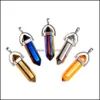 Arts et artisanat Bk Metal Hematite Stone Charms Pendant Pendant Colonne hexagonale Pendants Collier DIY Boucles d'oreilles Bijoux Making Sports2010 Dro Dhxxf