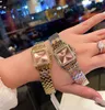 커플 여성 Panthere 시계 멀티 컬러 기하학적 사각형 쿼츠 손목 시계 스틸 로마 번호 다이얼 Panther Clock 27mm