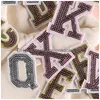 Sy Notionsverktyg 5.1 cm Letter Sequin Iron på A till Z Alfabetes Applices Golden Crown Design med Glitter Fix -klistermärke för Clot DHQ3U