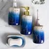 Bath Accessory Set Ceramics Bathroom Accessories Complete Vanity Countertop Soap Dish Lotion Dispenser Tumblers