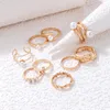 Elegante parelstenen joint ring sets Charms Hand Goud kleurlegering Metaal voor vrouwen feestjuwelen 9 stks/sets