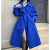 Frauen Pelz Blau Woolen Mantel Frauen 2022 Herbst Winter Elegante Jacke Dicke Warme Lamm Oberbekleidung Weibliche Zweireiher Casual top