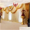 Party Decoration Tanmeluo 3X6M Luxury Wedding Backdrop Curtain White Background Drapery Gold And Sequin Swag Pleated Event Home Drop Dhblq