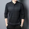 Men's Polos 2022 Autumn Men's Long-sleeved T-shirt Loose Striped Polo Shirt