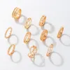 Bohemian Gold Kolor Geoemtry Zestawy Pierścień Zestawy Charms Cross Alloy Metal for Women Men Jewelry 10pcs/Sets