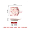 Plates Ceramic Baking Tray With Handle Household Fruit Plate Cute Microwave Oven Cartoon Tableware Special