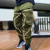 Mens Pants Spring och Autumn Workwear Fashion M￤rke L￶st raka sportbyxor Reflekterande rand Multi Pocket Tunic Trousers 6 f￤rger M-XXXL