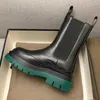 Martin Boots Female British Autumn and Winter Velvet Green Bottom Mid-Ligh Boots New Medium Thick Bottom Chelsea Boots Men 111023