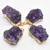 Pendant Necklaces 4pcs Druzy Irregular Random Natural Amethysts Quartz Geode Cut Necklace Crystal Piont Stone Drusy Healing