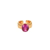 INS Persoonlijkheid mode ovaal paarse roze diamanten ring retro premium vierkante zwarte edelsteen opening verstelbare sieraden accessoires