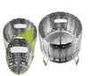 ダブルボイラーステンレス鋼の蒸しバスケット新しい折りたたみメッシュ食品野菜卵皿バスケット調理器汽船拡張可能なパンネンキッチンツール