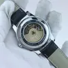 mens watch men's Classic business watch mechanical circular hollow fine steel Roman leather watch
