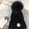 Designer Winter Gestrickte Beanie Wollmütze Frauen Grobstrick Dicke Warme Kunstpelz Pom Beanies Hüte Weibliche Bonnet Hut Caps 5 Farben o7RP #