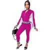 Damen-Trainingsanzüge, zweiteilige Outfits, Trainingsanzug, langärmeliges Crop-Top und lange Biker-Trainingsanzüge, Herbstkleidung, passende Sets, Motorrad-Sportbekleidung