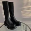 Top Boots Summer Thin Black Fashion Women British Style Thick Sole Knight Chimney Lår High Shoes 221213