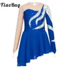 Stage Wear Sequins Figure Skating Dress Kids Girls Rhinestone Mesh Skirted Ballet Gymnastics Leotard Ballroom Competition Costumes