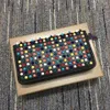 Portafogli stile lungo Frizione a spillo con pannelli Pelle verniciata da donna Rivetti a colori misti Borse Pochette da festa Borse da donna con Spik276T