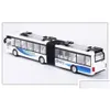 Diecast Model Cars Lega Doppie Carrozze Trolley Bus Boy Car Toy Lights Sound Plback 148 Scale Ornament Christmas Kid Birthday Gift Dhsup