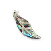 Charms Natural Abalone Shell Rhinestone Leaf Pendant 17x54mm för att göra Fashion Charm Ladies Jewelry Diy Necklace örhängen Tillbehör