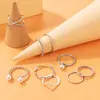 Elegant Pearl Stone Joint Ring Set for Women Charms Silver Color Hollow Geometry Party Boho Jewelry