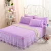 Set di biancheria da letto Lenzuolo copriletto in pizzo con gonna da letto in cotone super morbido per la decorazione di nozze Elegante copertura 2 pezzi Federa