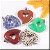 Konst och hantverk Natural Crystal Rose Quartz Tigers Eye Stone Charms Heart Pendant For DIY ￶rh￤ngen Halsbandsmycken Making Sports201 DHCG6