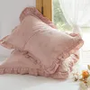 Pillow Case Decorative Pillows For Bed Cushions Cover Cotton Pillowcase With Lace Trimming Household Pink 45 75cm