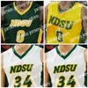 Il basket universitario indossa la maglia da basket Nik1 NCAA College NDSU 24 Tyson Ward 32 Odell Wilson IV 33 Horn 34 Rocky Kreuser 44 Meidinger cucita su misura