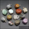 Arts et artisanat Natural Crystal Irregar Stone Ball Charms Pendants Pendants Fil Embap￩ Amethyst Tiger Eye Stones Bijoux ￠ la mode Making Spor Dhjlx