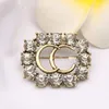 Broche Perle Femmes Vintage Designer Marque Double G-Lettre Strass Cristal Métal Broches Costume Laple Pin Mode Bijoux Accessoires Cadeaux