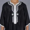 Roupas étnicas muçulmanas homens kaftan marroquino homens jalabiya dubai jubba thobe algodão camisa longa casual juventude manto preto roupas árabes p95525255