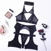 Set di biancheria femminile Reggiseno aperto sexy Donne nude senza censura Intimo porno senza cavallo Intimo da 4 pezzi in pizzo