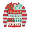 Men's Sweaters Large Size Ugly Christmas Couples Bells Tree Print Xmas Pullovers Tops Holiday Home Jumper Women Man Funny Sweatshirts