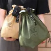 Dinnerware Sets Insulated Bento Bag Wide Opening Canvas Drawstring Kitchen Lunch Accessories School Camping Picnic Box Storage Handbag Z5I0