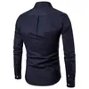 Chemises habillées pour hommes couleur unie à manches longues chemise pour hommes coupe ajustée bouton poche haut de travail col rabattu affaires vêtements pour hommes