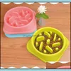 Dog Bowls Feeders Plastic Pet Feeder Anti Choke Bowl Puppy Cat Slow Down Eatting Healthy Diet Dish Jungle Design Pink Blu Homefavor Dhzvb