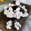 Nakrycia głowy ślubne proste biały kwiat retro opaska do włosów Wedding Hairband Akcesoria do narzeczonych