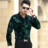 Camisas casuais masculinas 2022 Autumn Winter grossa quente de veludo de ouro quente Moda de manga comprida homens engrossam floral macio e confortável