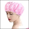 Beanie/Skull Caps Solid Color Justerbar Women Girl Bonnet Sleep Satin Turban Bath Waterproof Night Hat Hair Care Fashion Accessorie DHWL9