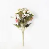 Fleurs décoratives Multicolore Thé Roses Vases Marguerite Artificielle Pivoine Soie En Plastique Pour La Maison De Mariage Faux Bouquet De Fleurs