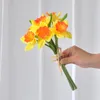 장식용 꽃 시뮬레이션 느낌 6 Narcissus bouquet 가짜 홈 거실 테이블 장식 결혼식 배열 인공