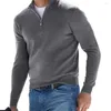 Suéteres masculinos Men Quarto-Zip espessura suéter de inverno Pullover térmico que quente manga longa Casual Sweetshirts soltos