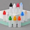 Bottiglie contagocce in PE colorate 3 ml 5 ml 10 ml 15 ml 20 ml 30 ml 50 ml Punte dell'ago con tappo a prova di bambino colorato Punta contagocce affilata Bottiglia di plastica liquida