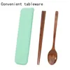 Столовые наборы 2pcs/cutlery set деревянные шпатели для палочек для шлифов с коробкой студентов.