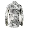 Men's Casual Shirts Minglu Cotton Mens Luxury Digital Printing Long Sleeve Dress Plus Size 4xl Slim Fit Male