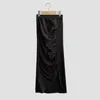 Skirts Kawaii Korea Y2k Spring Autumn Dark Gray Skirt Irregular Split Folds High Waist Slim Thin Medium Long Fashion ZL88