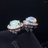 Kolczyki stadninowe Drobna naturalna opal dla kobiet srebro z 925 Sterling Sliver Platinum Plating Heart Wedding Birthday Biżuteria