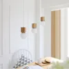 Pendelleuchten Moderne Einfachheit LED E27 Holz Licht Nordic Kreative Esszimmer Kronleuchter Quadratische Nachttischlampe Innenbeleuchtung Deko