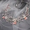 Başlıklar Vintage Yapraklar ve Gül Altın Team Gibi Kadın Glamour Fascinators Crystal İnci Saç Takı Düğün Gelin Aksesuarları